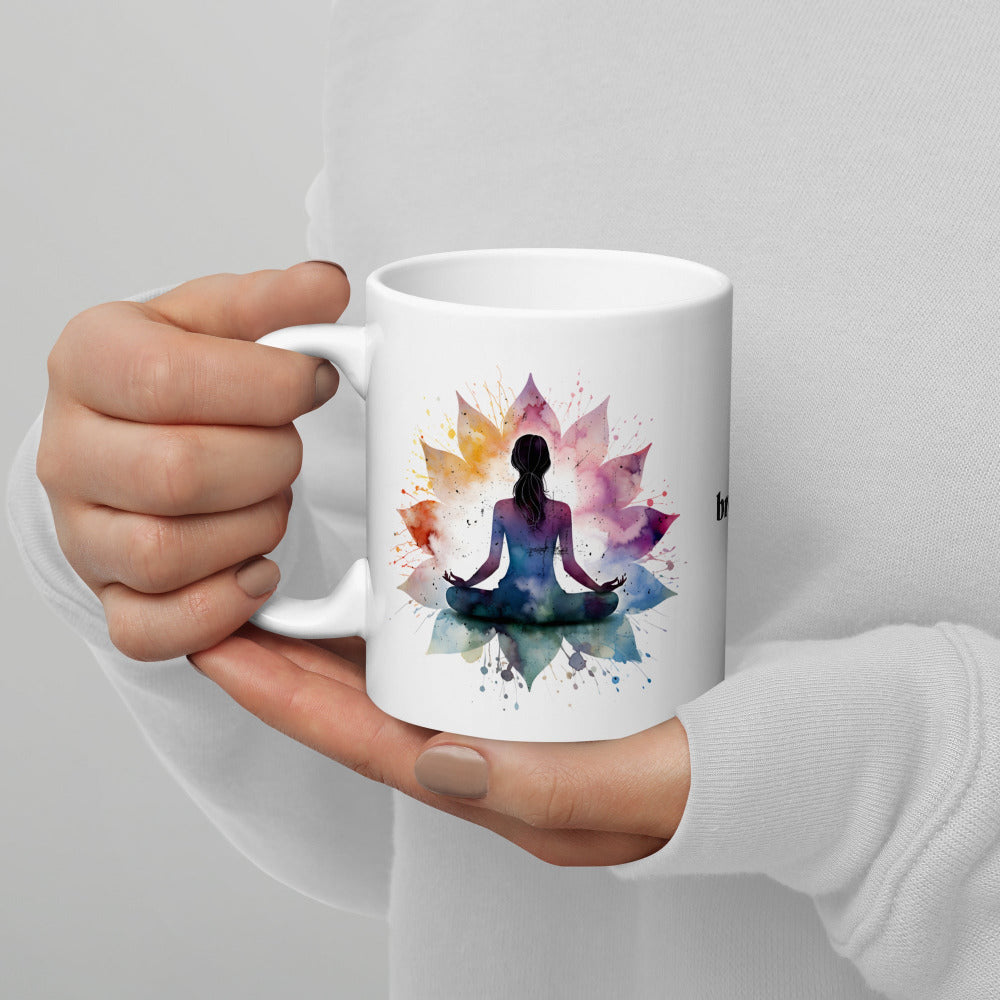 Breathe Yoga Meditation Mug - Flower Mandala - 11 oz